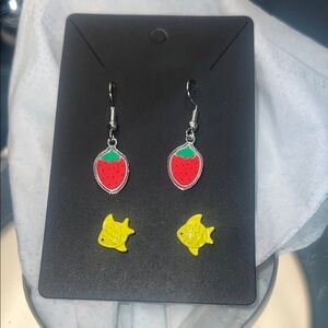 Strawberry and Fish Earrings Sets